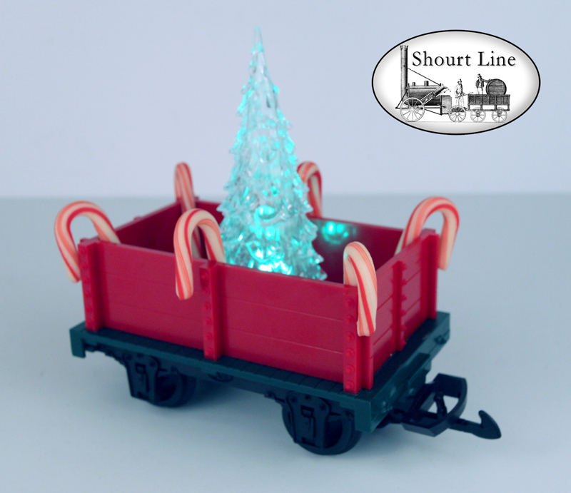 Shourt Line SL 8100202 Christmas Animated LED Tree in an HLW 15105XMAS Gondola lilghted side end view